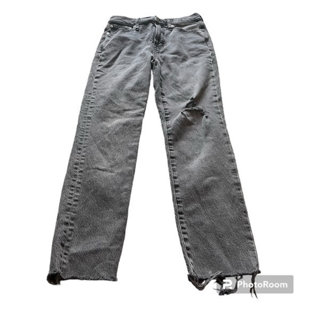 Madewell charcoal gray the vintage distressed mom style jeans